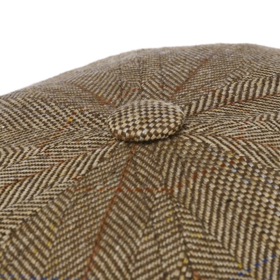 stetson newsboy cap hatteras silk herringbone check lightbrown