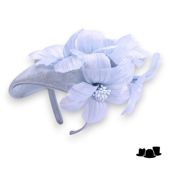 maddox fascinator 168 dopje met bloemen sinamay en buntal bluebell