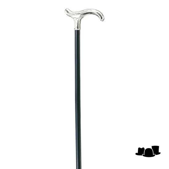 gastrock wandelstok silber derby aluminium hout zwart