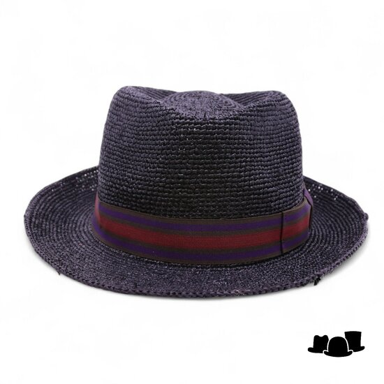 bedacht crochet trilby mowbray straw black