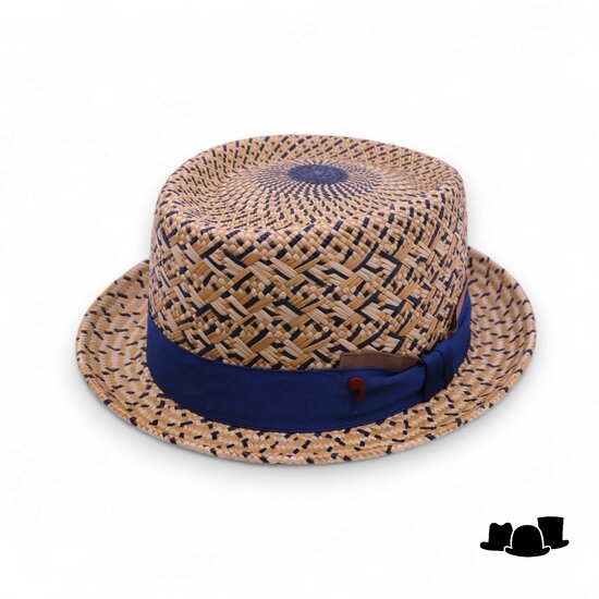 alfonso deste pork pie panama 2tone blauw