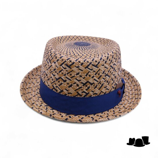 alfonso deste pork pie panama 2tone blauw