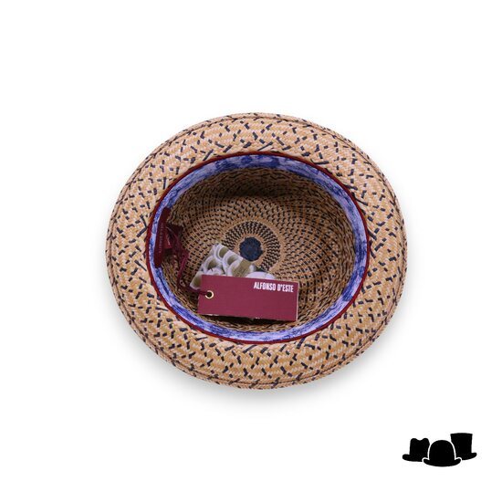 alfonso deste pork pie panama 2tone blauw