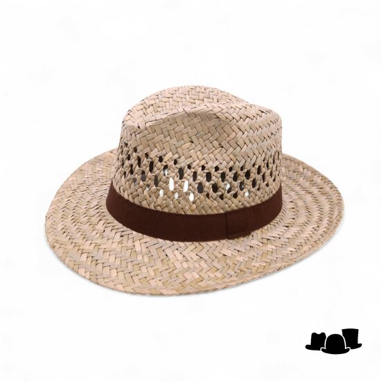 fiebig fedora strohoed extra ventilatie naturel en bruin