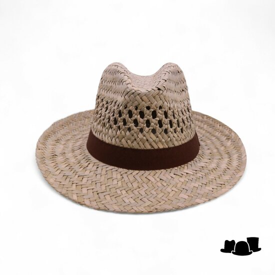 fiebig fedora strohoed extra ventilatie naturel en bruin