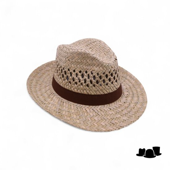 fiebig fedora strohoed extra ventilatie naturel en bruin