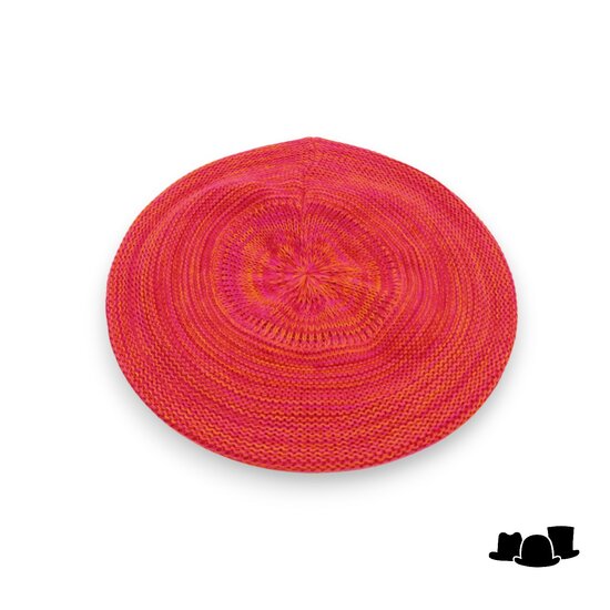 bedacht zomer baret basic katoen magenta orange