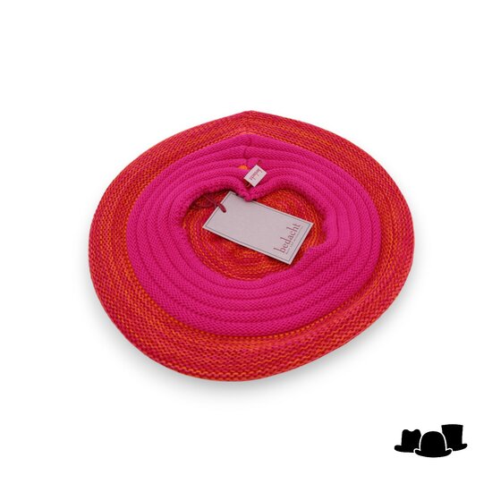 bedacht zomer baret basic katoen magenta orange