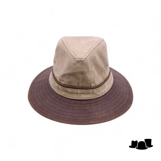 fiebig fedora traveller 2 tone katoenmix beige brown