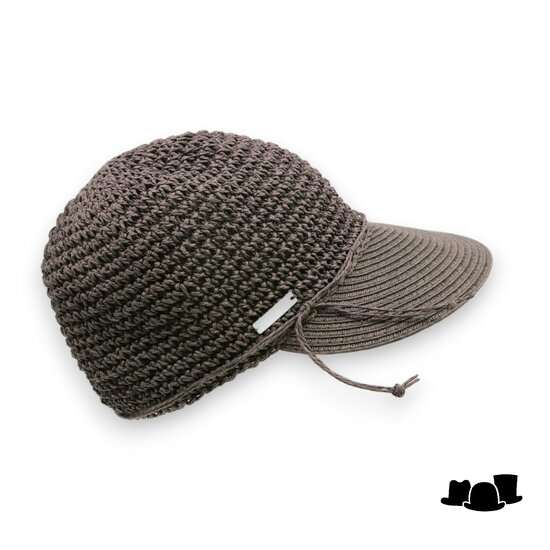 seeberger visor cap crochet papierstro olijf groen