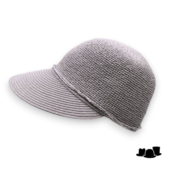 seeberger visor cap fijn crochet papierstro smoke grey