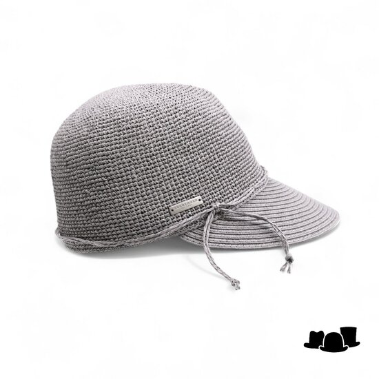 seeberger visor cap fijn crochet papierstro smoke grey