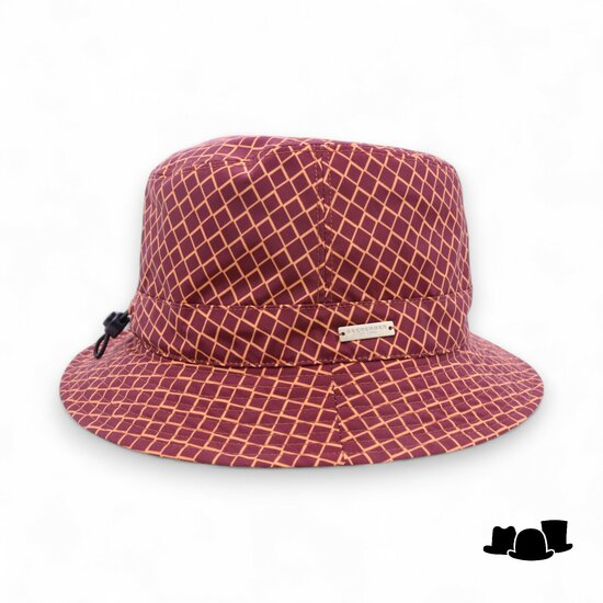 seeberger vissers regenhoed with graphic pattern cassis en papaya