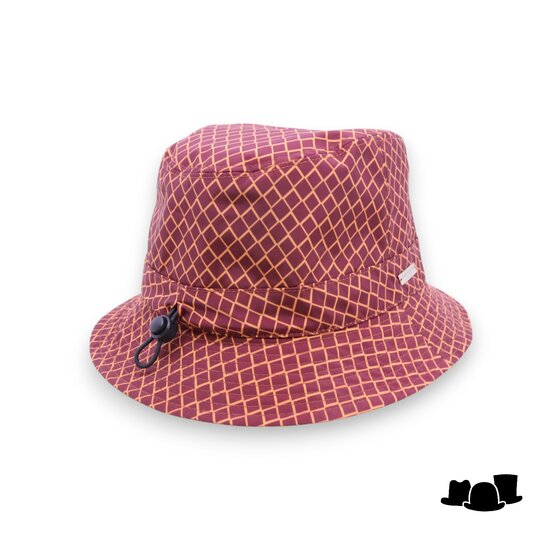 seeberger vissers regenhoed with graphic pattern cassis en papaya