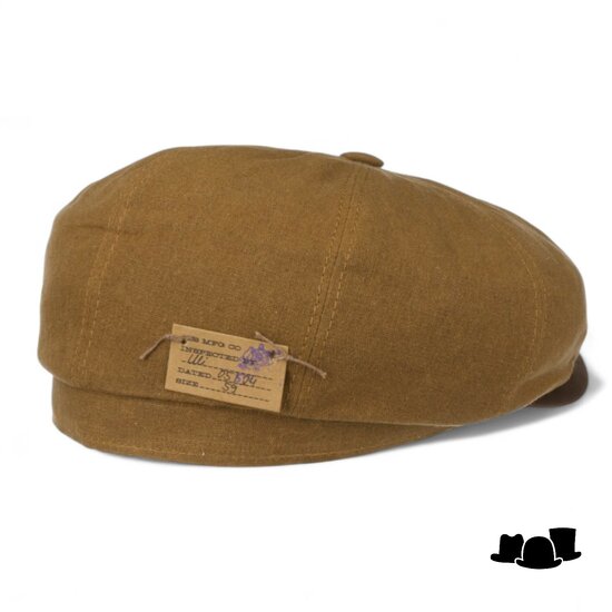 stetson newsboy cap hatteras waxed linnenmix en leer camel and brown