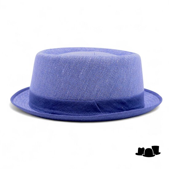 jos van dijck pork pie linnen visgraat blauw