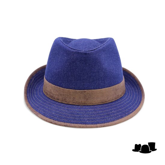 jos van dijck trilby katoen vegan leather blue jeans