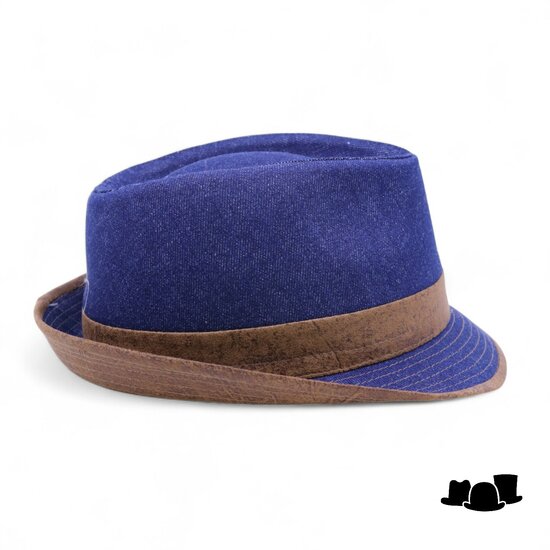 jos van dijck trilby katoen vegan leather blue jeans