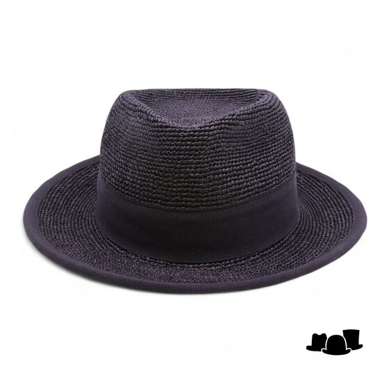 bedacht fedora crochet cellulose zwart