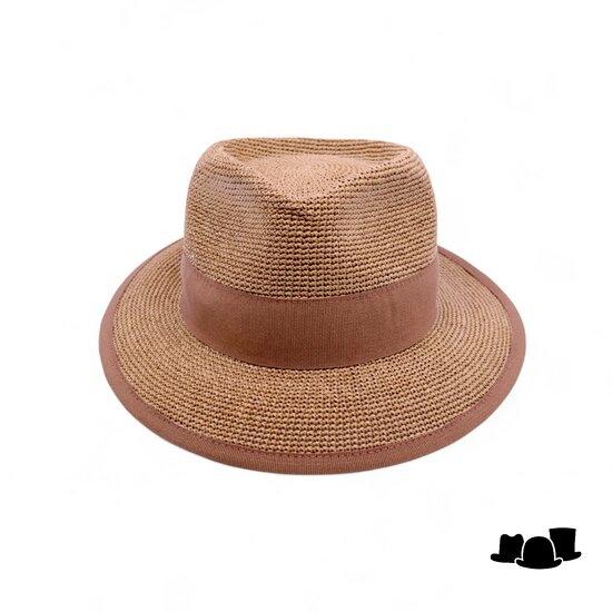 bedacht fedora crochet cellulose camel