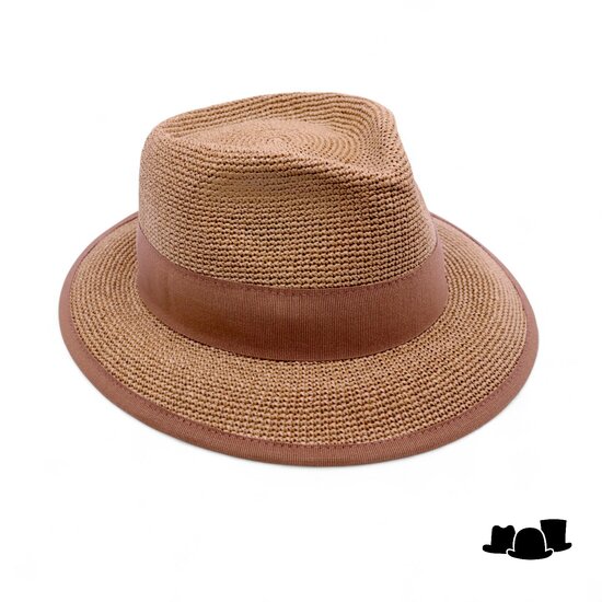 bedacht fedora crochet cellulose camel
