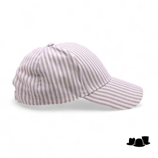 fiebig baseball cap katoen linnenmix streep beige