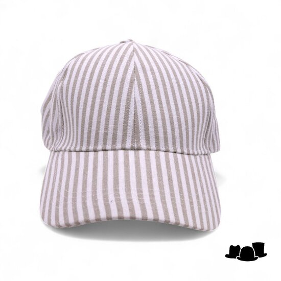 fiebig baseball cap katoen linnenmix streep beige