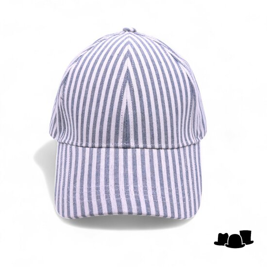 fiebig baseball cap katoen linnenmix streep jeansblauw