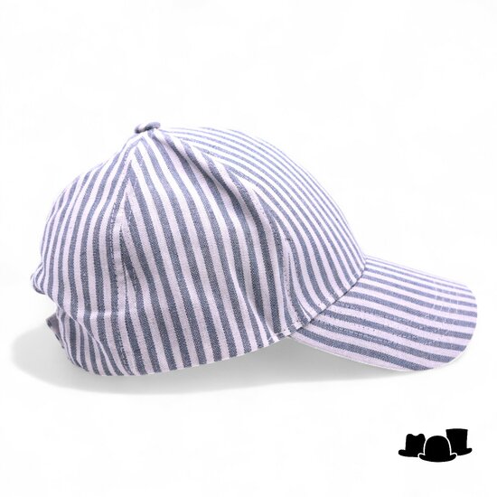 fiebig baseball cap katoen linnenmix streep jeansblauw