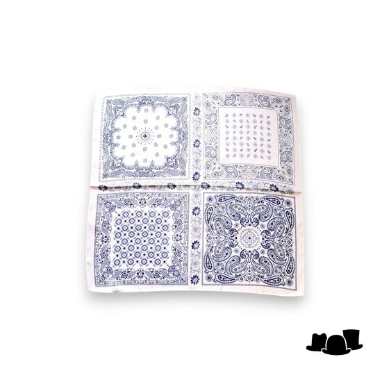 onkar neckerchief satijn paisley patchwork ivory and black