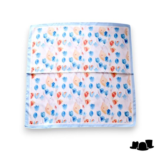 onkar neckerchief satijn tulips blue