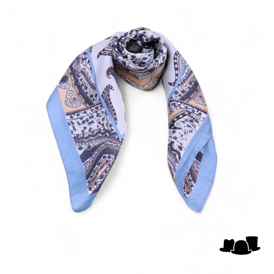 onkar neckerchief satijn paisley blue steel