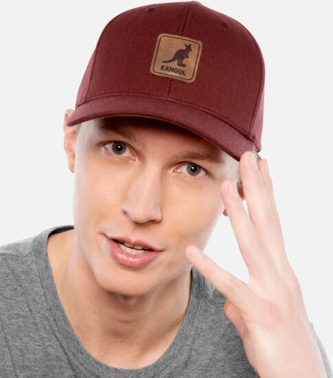 kangol baseball cap flexfit leather patch navy
