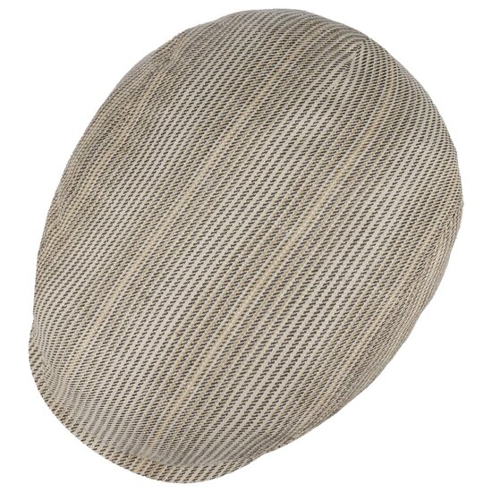 stetson newsboy cap hatteras silk linnen mix light brown stripe
