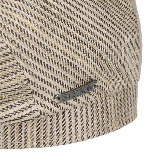 stetson newsboy cap hatteras silk linnen mix light brown stripe