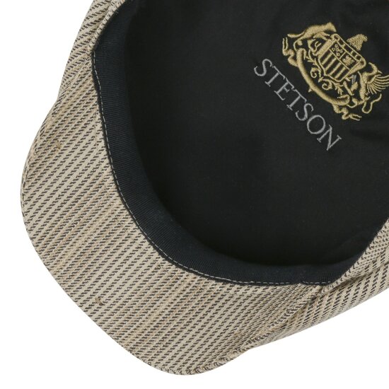 stetson newsboy cap hatteras silk linnen mix light brown stripe