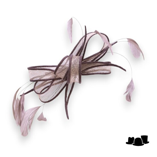eigen atelier haarversiering fascinator taupe