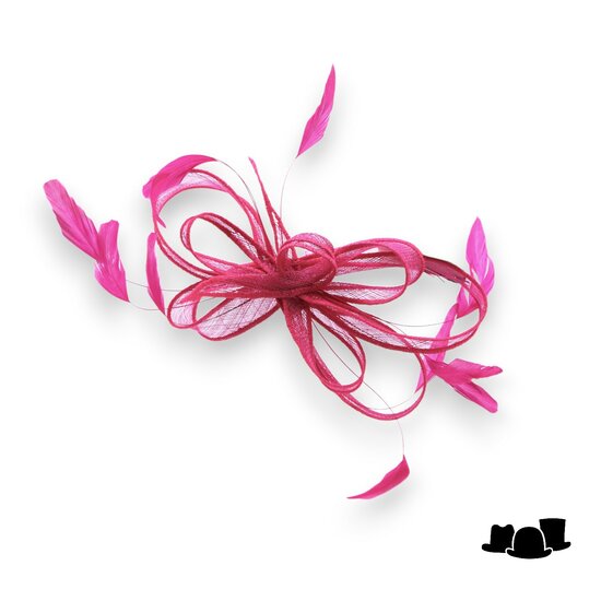 eigen atelier bespoke haarversiering lussen en springveren fuchsia