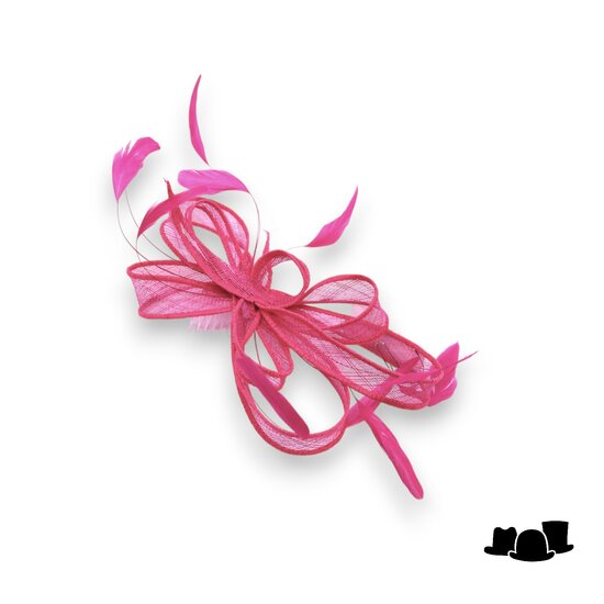 eigen atelier bespoke haarversiering lussen en springveren fuchsia