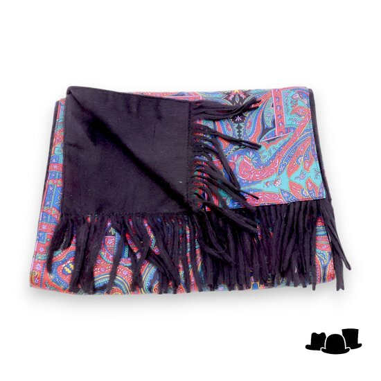 satijnen en fleece sjaal boho chic stijl blauw rood