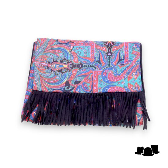 satijnen en fleece sjaal boho chic stijl blauw rood