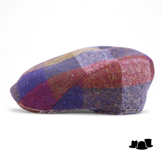 wigens ivy modern flat cap magee wool check rust purple