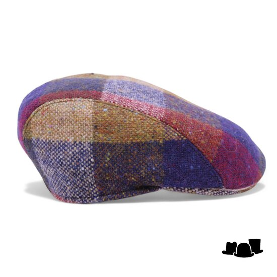 wigens ivy modern flat cap magee wool check rust purple