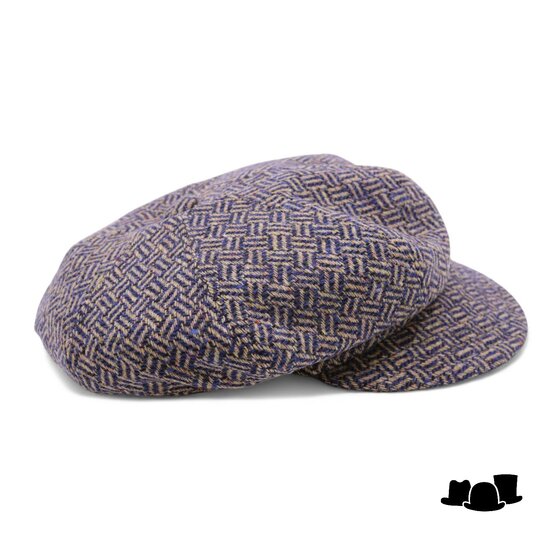 jos van dijck ballonpet alis99 wol basketweave beige blauw