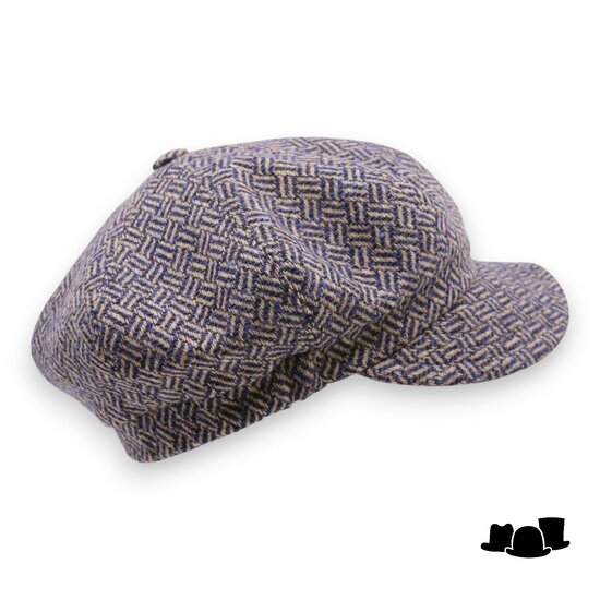 jos van dijck ballonpet alis99 wol basketweave beige blauw