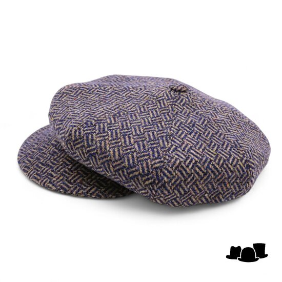 jos van dijck ballonpet alis99 wol basketweave beige blauw