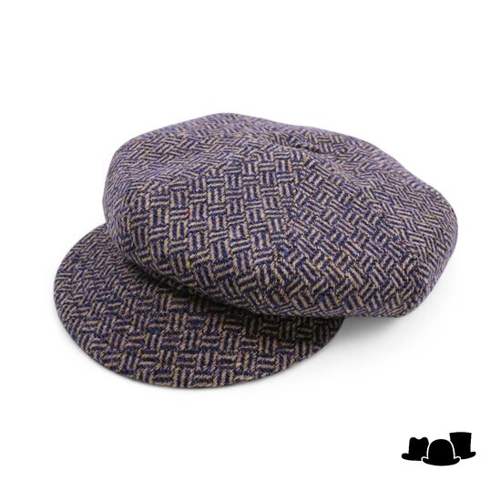 jos van dijck ballonpet alis99 wol basketweave beige blauw