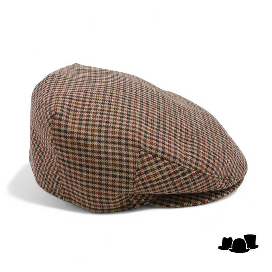 jos van dijck klassieke engelse pet ruit beige oranje groen