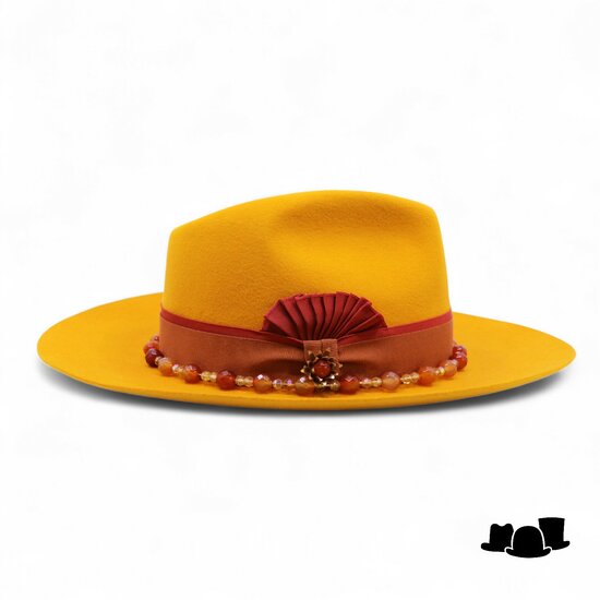 jos van dijck bespoke fedora beadline fiorella yellow and burnt orange