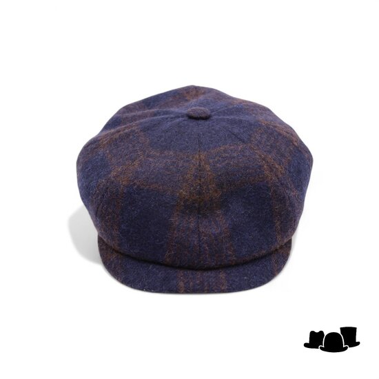 alfonso deste kyoto newsboy cap alpaca wolmix check blauw terra